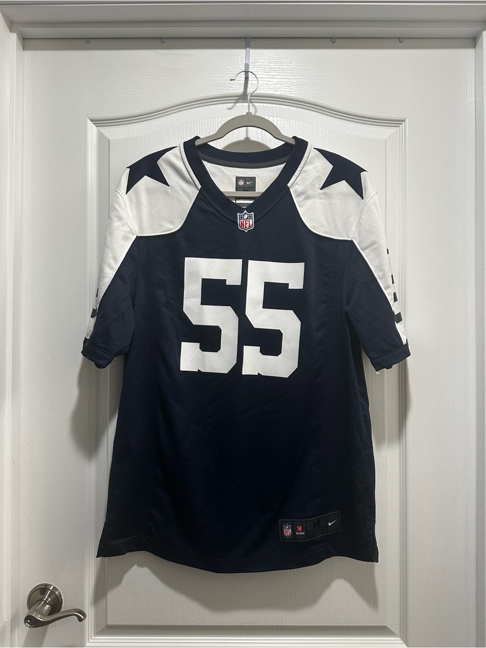 Nike Dallas Cowboys Leighton Vander Esch Navy and White #55 Football Jersey
